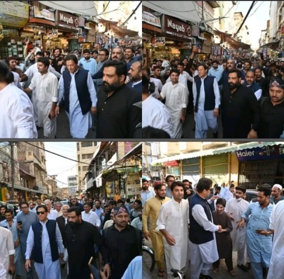 MariumBilalPTI's tweet photo. چیئرمین پی ٹی آئی عمران خان صاحب  اچانک پشاور صدر بازار پہنچ گئے۔
عمران خان کو دیکھ کر بازار میں لوگوں کا رش لگ گیا 
لوگوں نے امپورٹڈ حکومت نامنظور کے نعرے لگائے 
@ImranKhanPTI
 صاحب پاکستان کو اور ہمیں آپ کی ضرورت ہے!!
#حقیقی_آزادی_مارچ 
#امپورٹڈ__حکومت___نامنظور https://t.co/eZslDVh934
