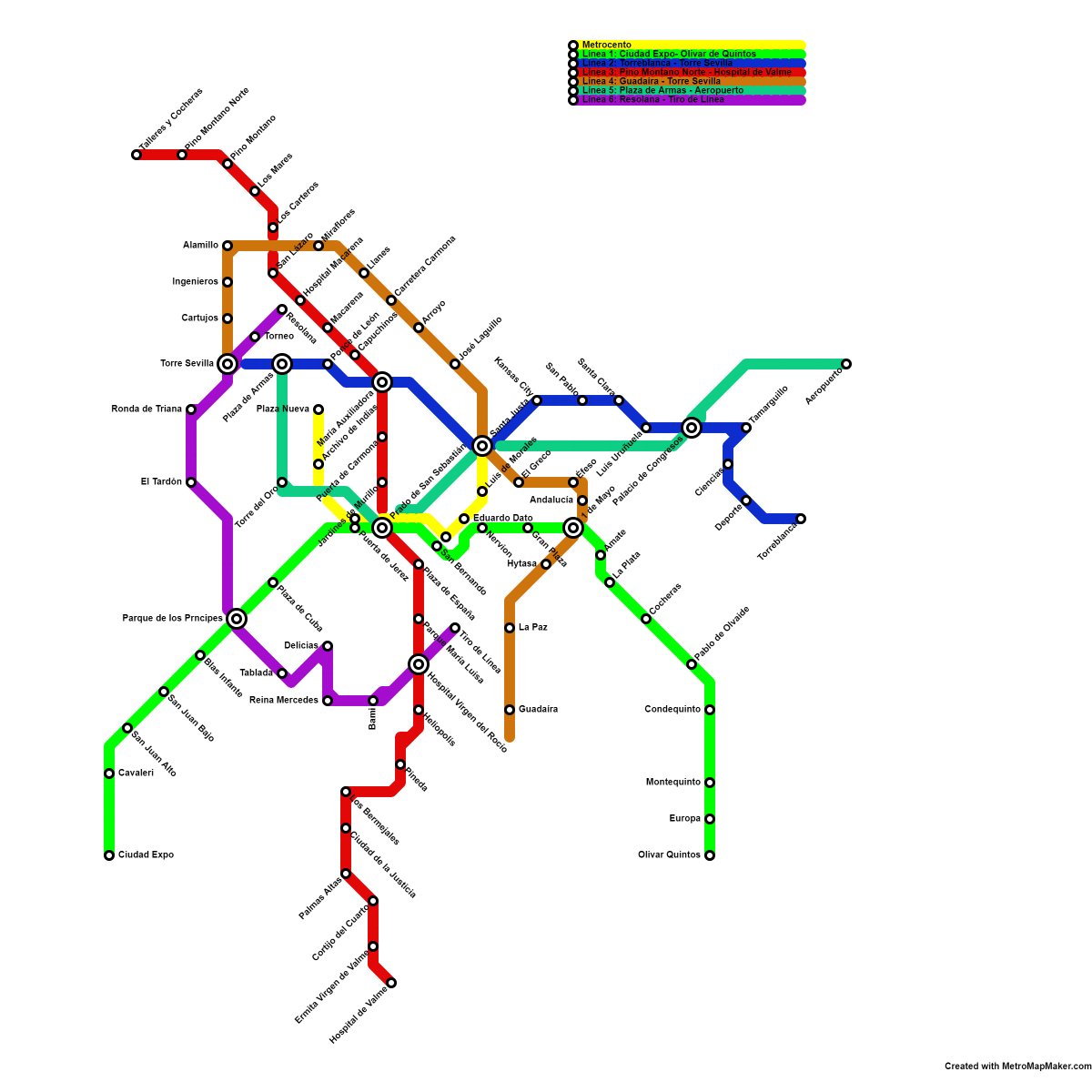 MrFesbak's tweet photo. Se ha quedado un buen día para recordar que las infraestructuras en Sevilla se han quedado congeladas desde la Expo.

Esto para por todo, pero uno de los problemas más evidentes es la red de metro, y como nadie parece ponerse manos a la obra he diseñado una red como Dios manda https://t.co/qETxn8gGte