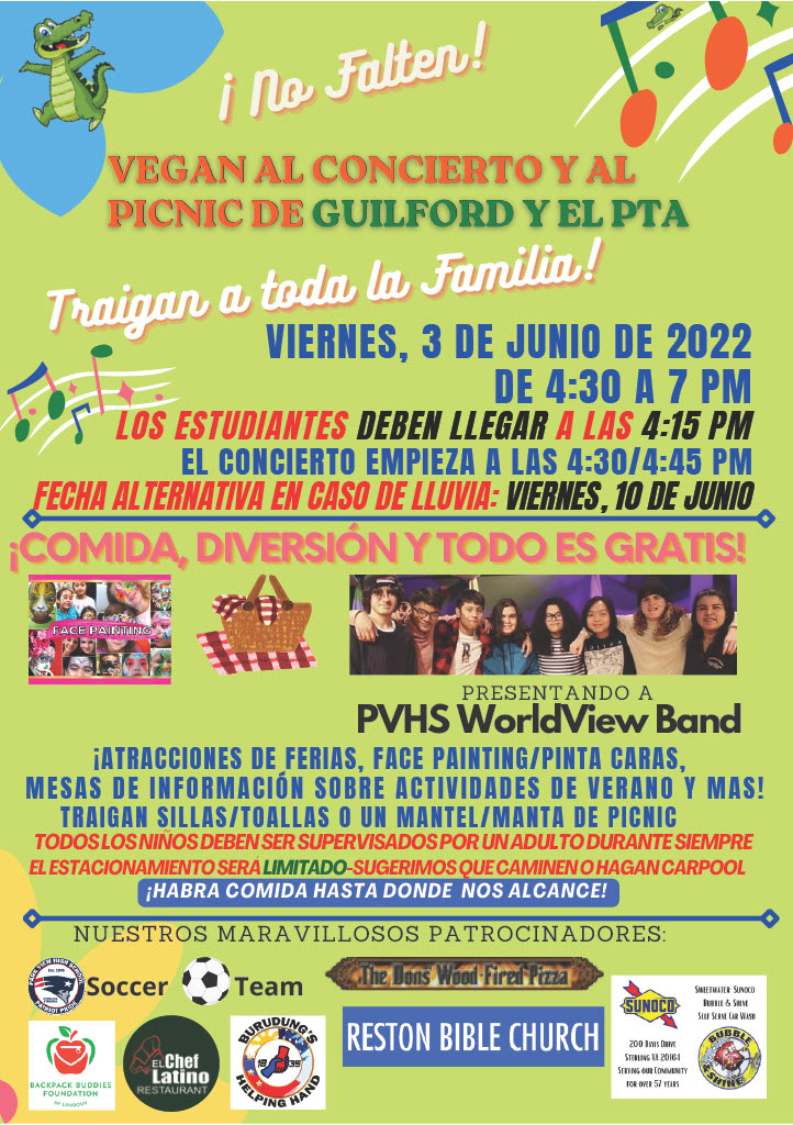 Join us on Friday, June 3rd for our PTA Performance &amp; Picnic!