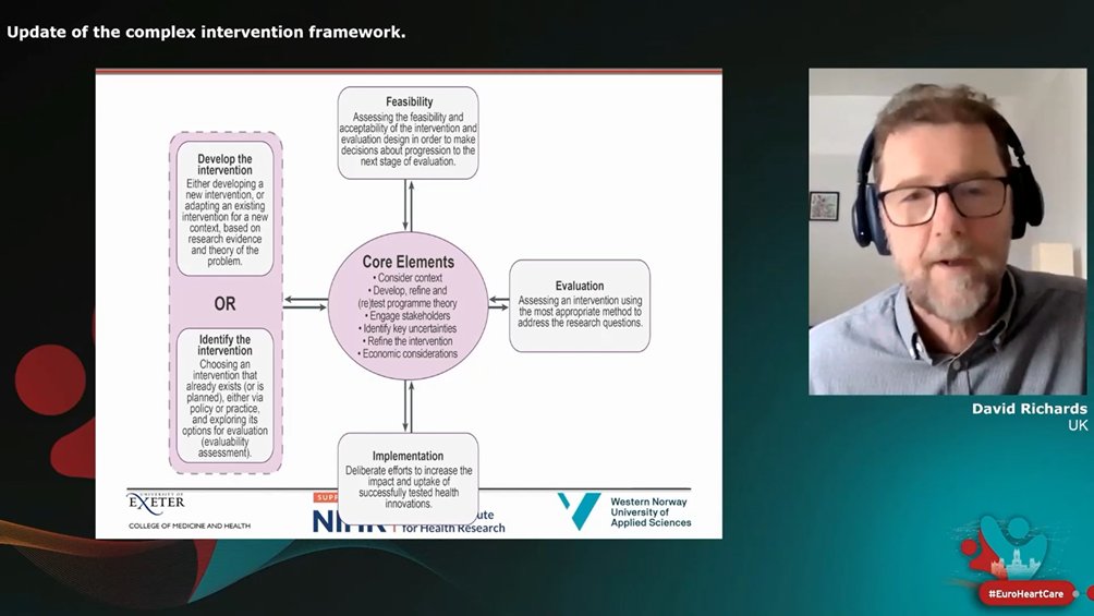 BorregaardBritt's tweet image. David Richard presents the recent updates of the #ComplexIntervention framework at #EuroHeartCare