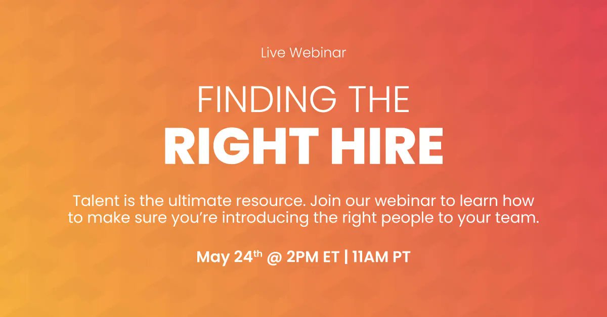 SandlerRubyGrp's tweet photo. Join Mike Montague and Suzette Patterson tomorrow, May 24th at 2 PM ET / 11 AM ET for the Finding the Right Hire webinar. Talent is the ultimate resource!

Learn how to make sure you’re introducing the right people to your team ➡️ https://t.co/LUkHt82mB8 https://t.co/UHr2tgxlcL