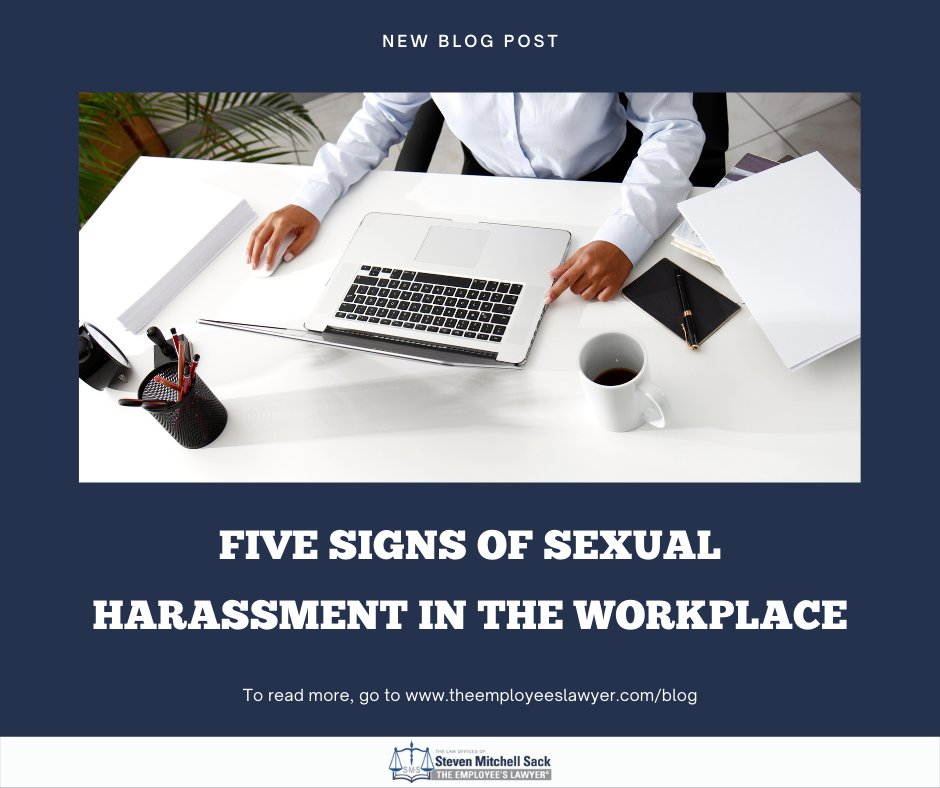 Be on the lookout for these potential signs of sexual harassment, which may indicate inappropriate and potentially illegal conduct in your workplace. 

ow.ly/E3bh50JarHr 

#employmentlawyer #employeerights #discriminationlawyer #discriminationattorney #workplacerights