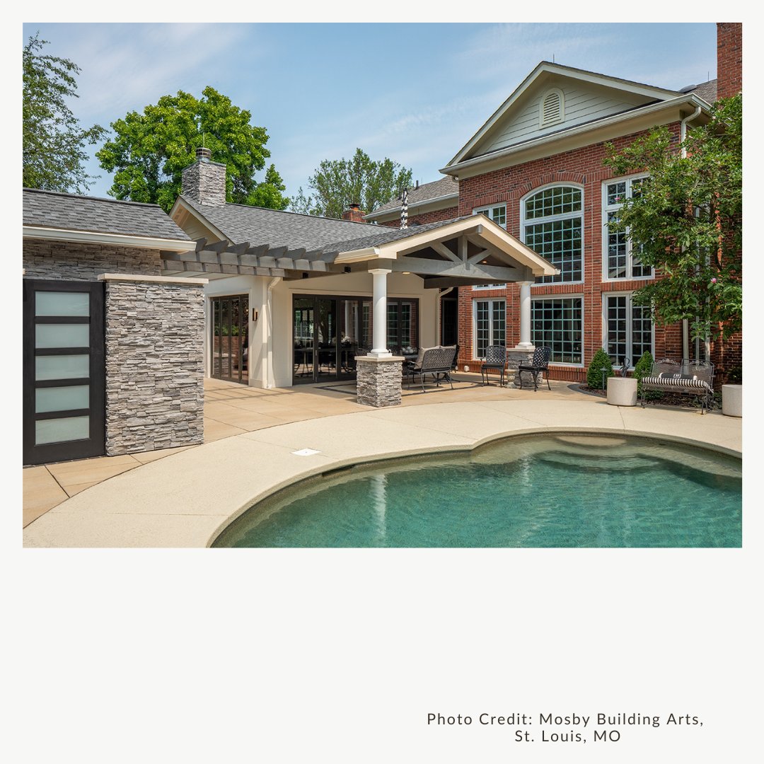 It’s National Home Remodeling Month, Sponsored by Westlake Royal Building Products. This week, we are featuring photos of outdoor space remodels. This remodel includes a large kitchen, a sitting space and a fireplace. nahb.org/remodelingmonth