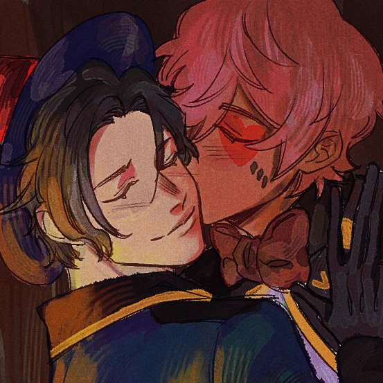 Ringmaster and Harlequin. Anyways, Happy Kiss Day! 
#obeyme 