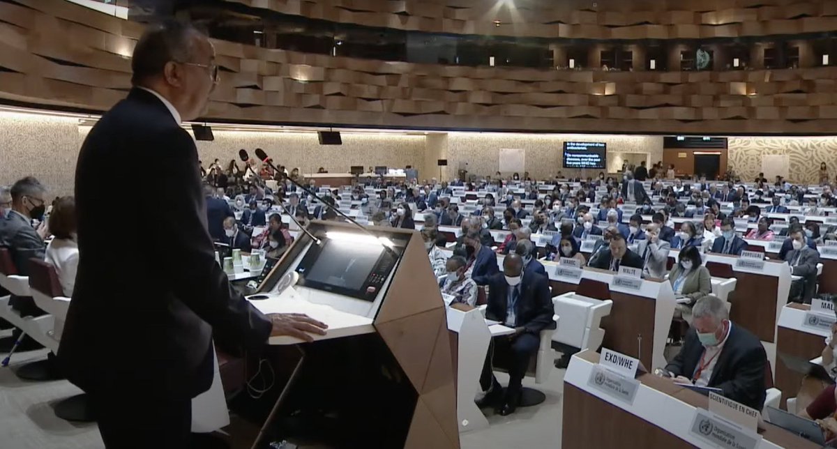 'In the past five years, 14 additional countries and territories eliminated at least one #NTD'  
'Cases of #HumanAfricanTrypanosomiasis declined by 90% in 10 years'  
'And only 15 cases of #GuineaWormDisease were reported last year ..' #WHA75 Opening address #beatNTDs