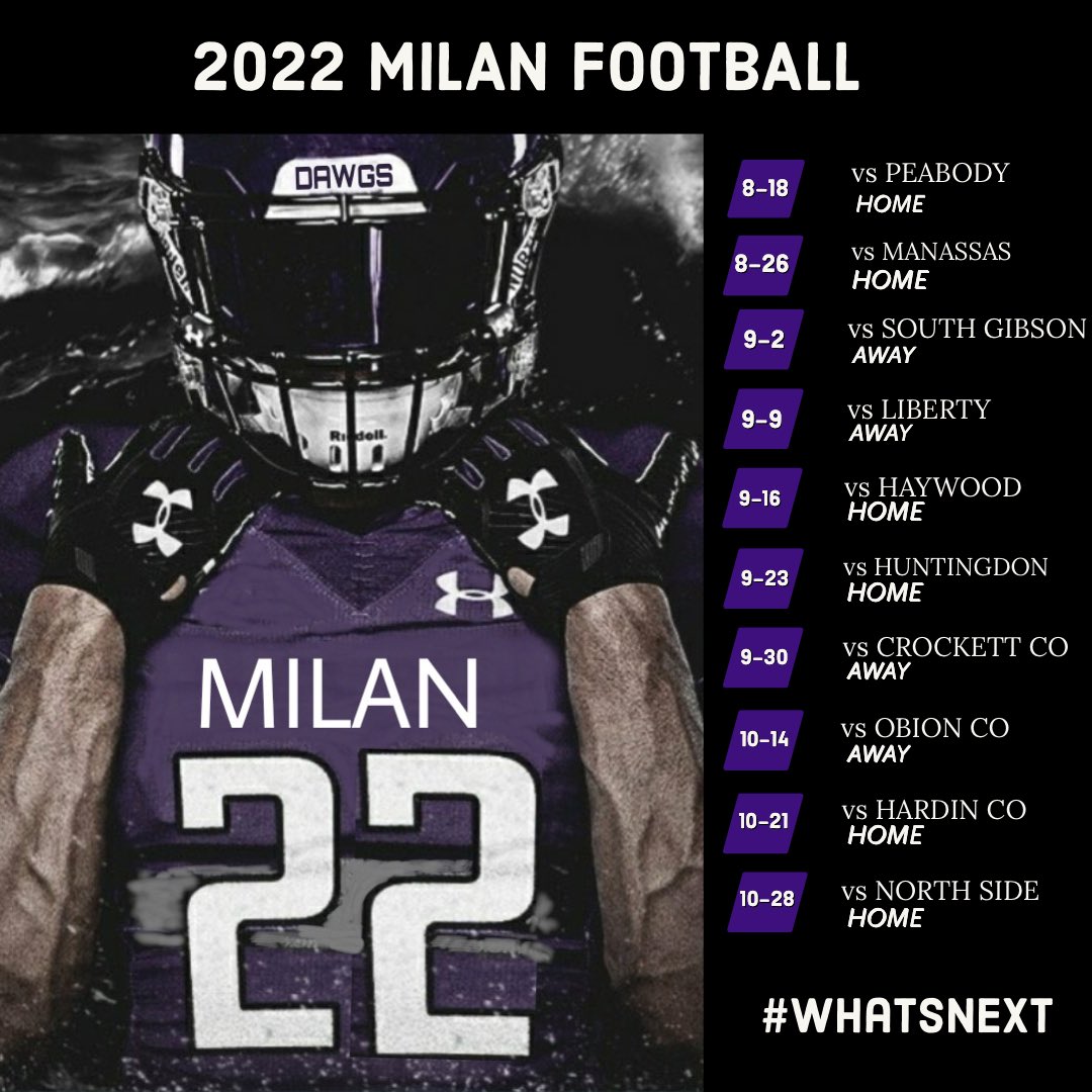 2022 Milan Football Schedule‼️‼️ 
Looking forward to seeing everyone in the fall ‼️‼️

#WhatsNext