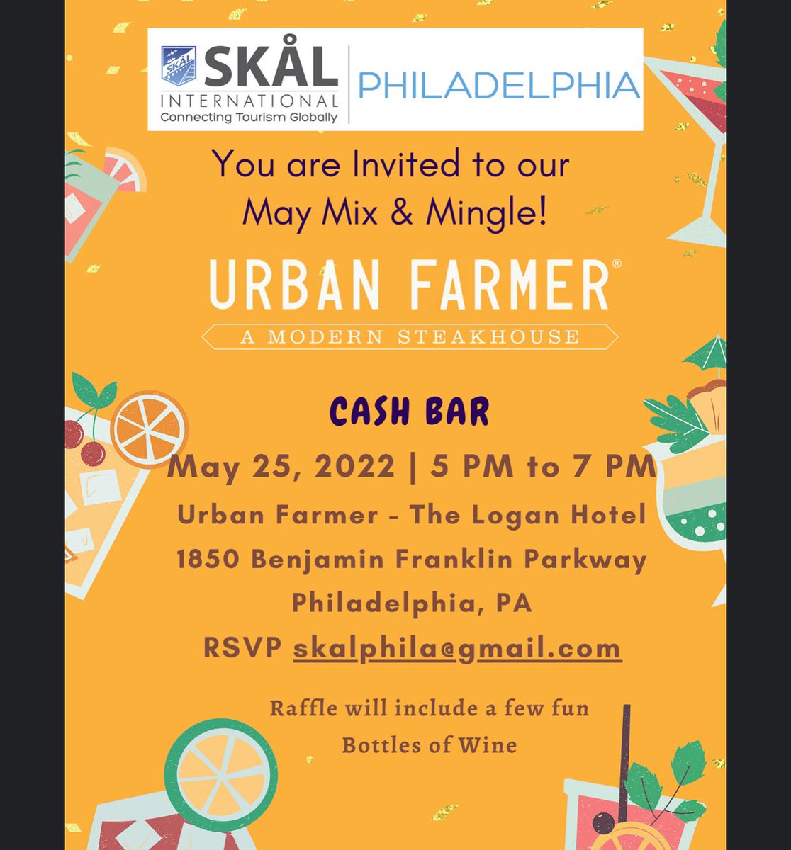 SKALPhiladelph1's tweet photo. Get ready for our May Mix &amp; Mingle event🌷at the delicious Urban Farmer steakhouse!!!! 
Join us for great company and even better eats on May 25, 2022 @5pm 
To RSVP contact: skalphila@gmail.com 
#mixminglephilly #traveldinner #tourism #hospitality #skalphilly #network https://t.co/IBYwnOcLRC