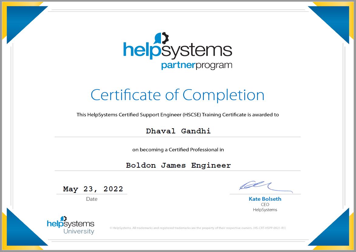 dhavalg2006's tweet image. Boldon James Partner Technical Certificate

#helpsystems #boldonjames #certificateofcompletion