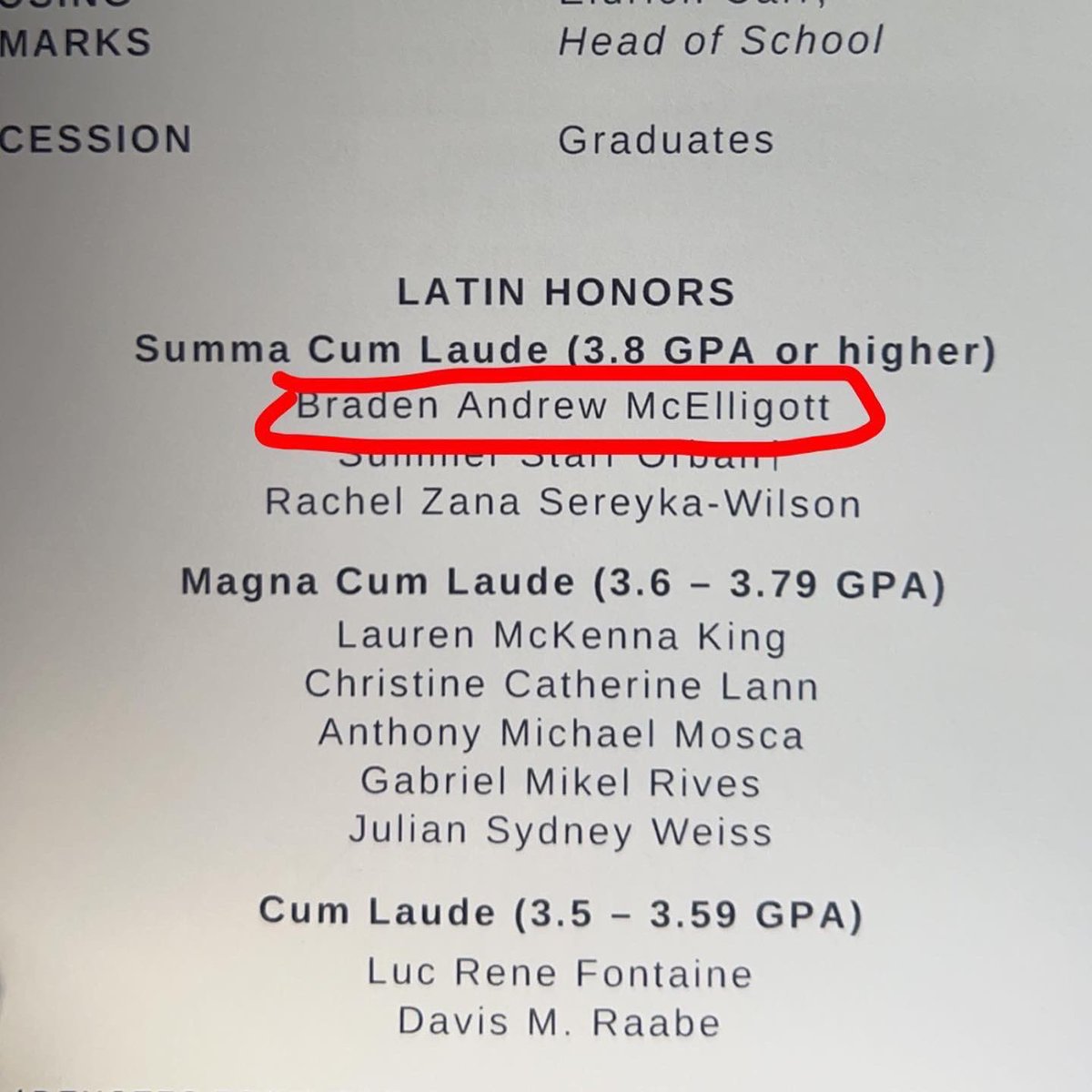 Bradenmc2's tweet photo. Worked my butt off for 4 years just to receive a piece of paper. I got a 3.95 cumulative GPA and was number 1 in my class. https://t.co/UWkiDSMZcc