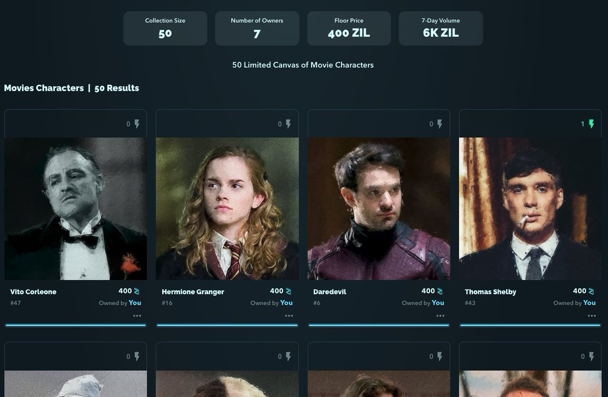 Less than 24h before weekly floor price increase to 600 $ZIL !

Check out the #MoviesCharacters Collection :

➡️zilswap.io/arky/collectio…

#Zilliqa $ZWAP $XCAD $GZIL #NFT #NFTs #NFTdrop #NFTCommunity