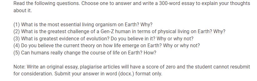 LF: COMMISSIONER FORTE ESSAY WRITING
Task: Essay 
Subject: Big History
Deadline: May 25, 2022; 5pm
Budget: 100-150