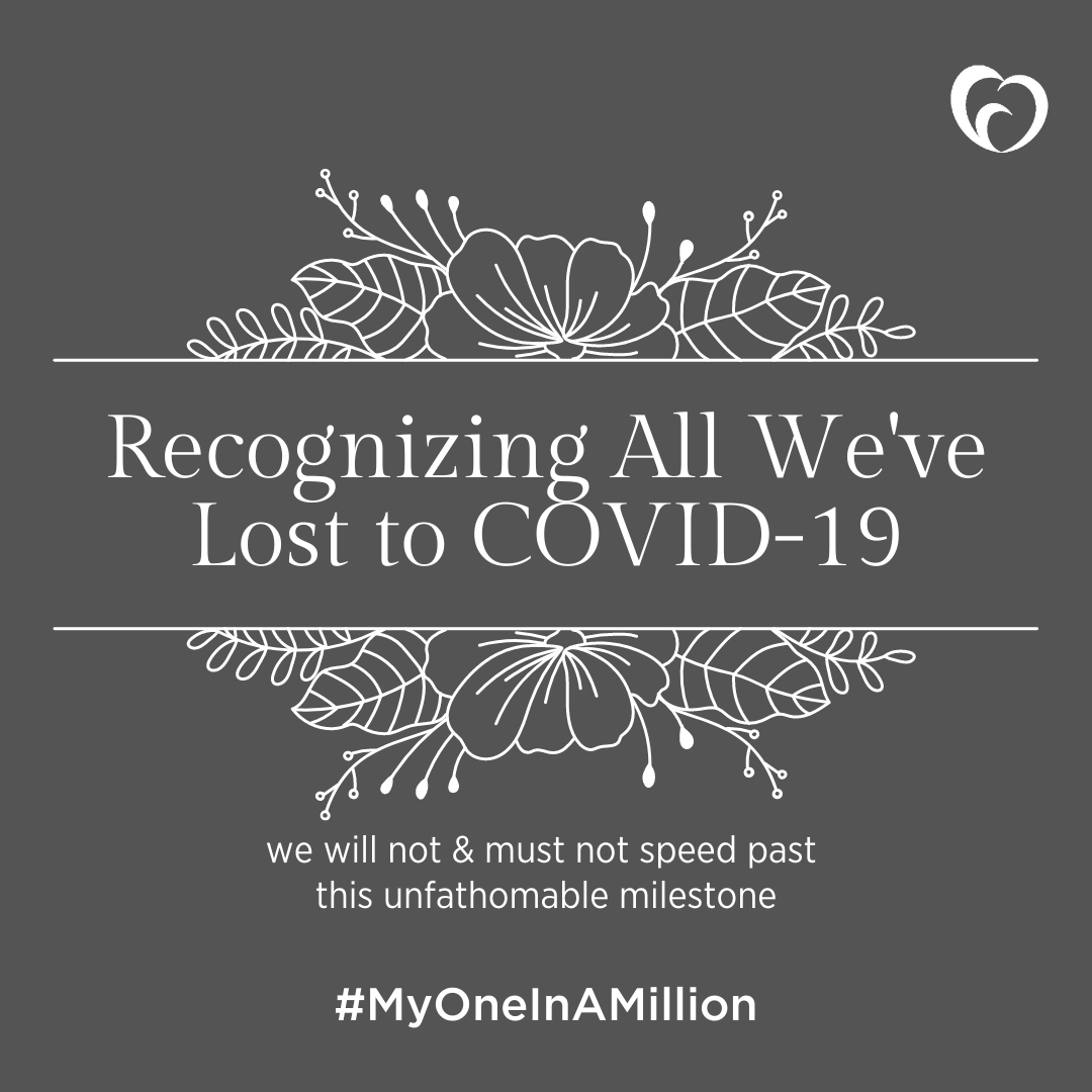 Vaxyourfam's tweet photo. The US has surpassed an unfathomable milestone: more than 1 million people have lost their lives to COVID-19. While the news cycle speeds on, we'll be using this week to share stories &amp; to reflect on the magnitude of our collective experience of loss. 
#MyOneInAMillion https://t.co/xlArHkXUiq