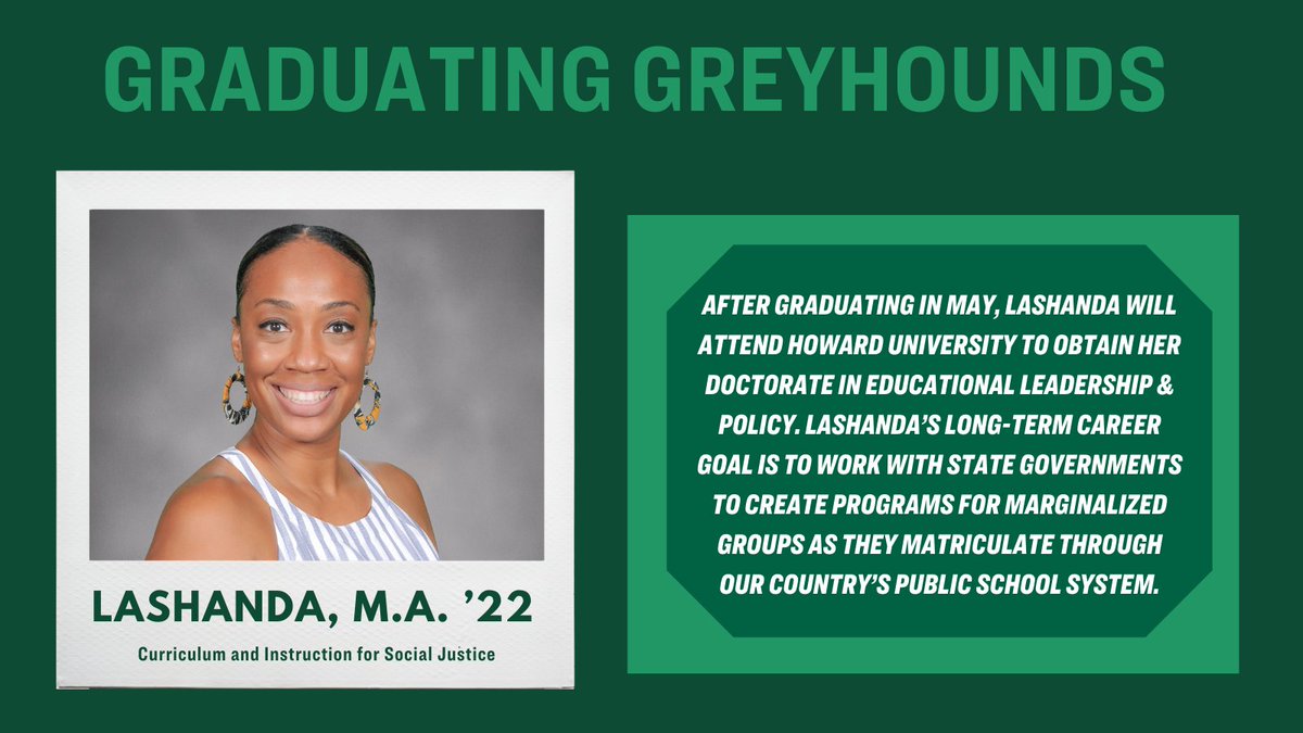 LoyolaMaryland's tweet photo. #GraduatingGreyhounds Meet LaShanda, M.A. โ22 >>> https://t.co/Pdkw55ibd8 https://t.co/DA6xQj4MMI