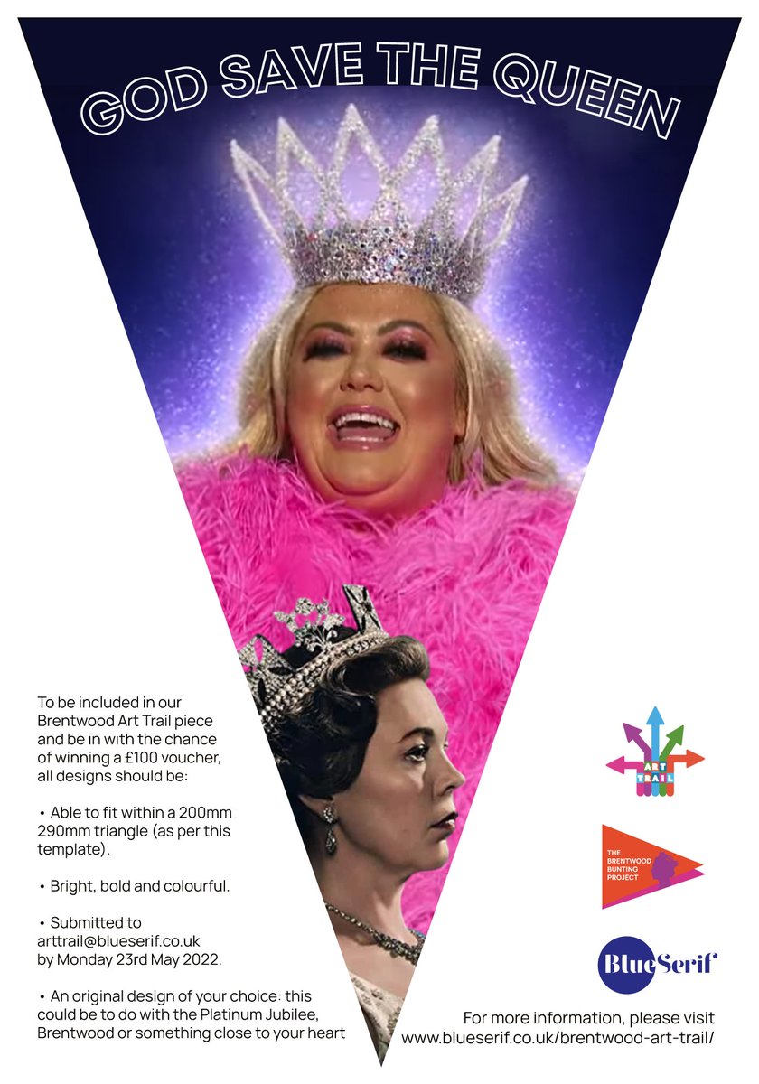 mpwatson's tweet image. When the creative brief asks for something bright, bold and colourful to celebrate the Queen's platinum jubilee in Brentwood, but doesn't specify an age limit. 👸👑