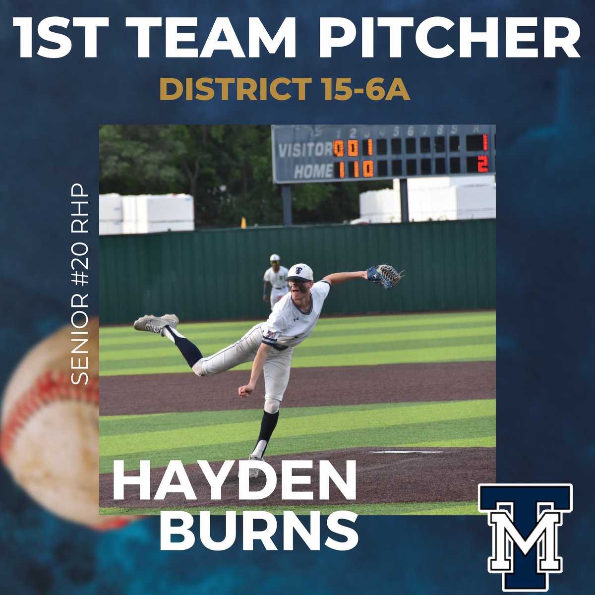 Congratulations to <a href="/hayden_burns35/">Hayden Kyle Burns</a> Dist. 15-6A 1st Team All-District Pitcher

#FAMILY