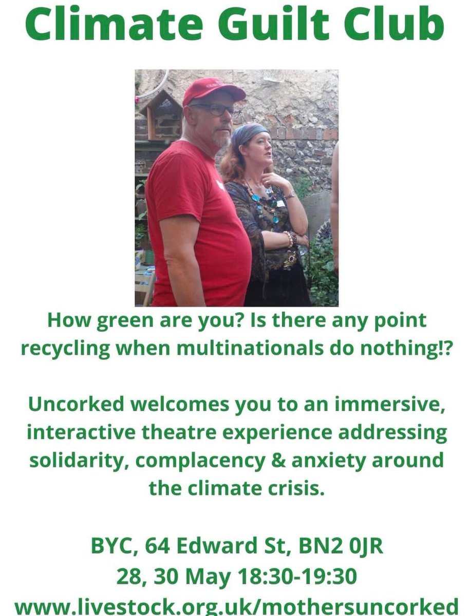 #ClimateChange Guilt Club👉🏼BrightonFringe show
28 &amp; 30 May - book now!👊🏼

brightonfringe.org/whats-on/clima… 

NO hair shirts required 🤣