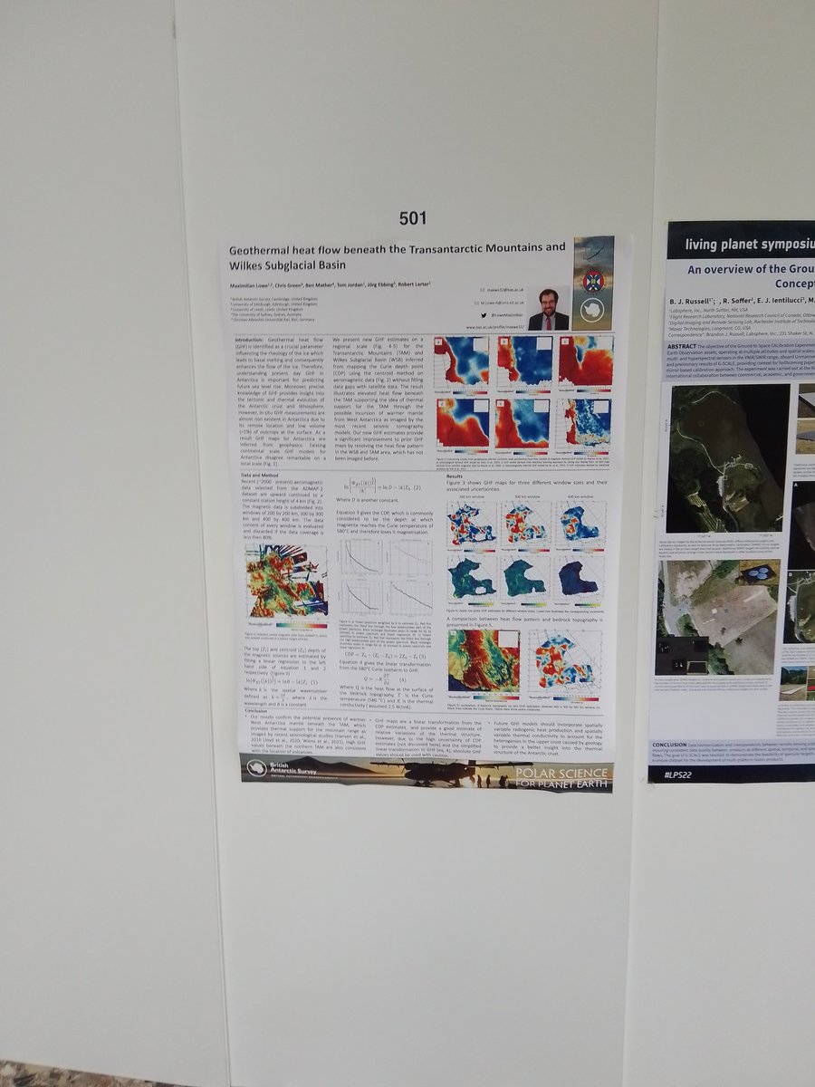 Poster is set up. Find me at poster 501 to discuss geothermal heat flow and magnetic data in Antarctica at 17:00. #LPS22 @BAS_News @EoCdt @ESA_EO