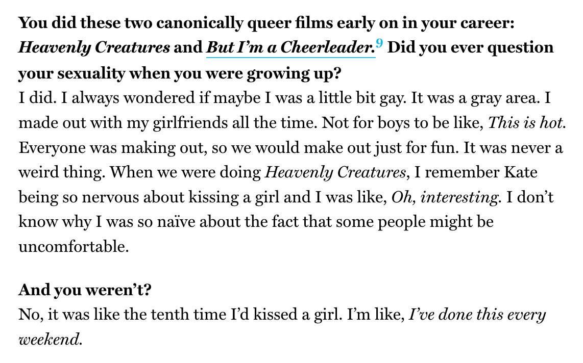 vulture's tweet photo. .@melanielynskey: "I always wondered if maybe I was a little gay" https://t.co/V4cVfBr0ST