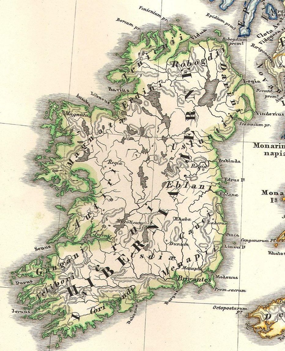 NeuKelte's tweet photo. #Celtic #MythologyMonday: On the central axis of this map, two places called #Regia are marked. I assume that these indicate the seats of the High King in #Tara, Co. #Meath, and that of the Provincial King of #Connacht in #Crúachain near #Tulsk, Co. #Roscommon. https://t.co/DkytCMTkFf