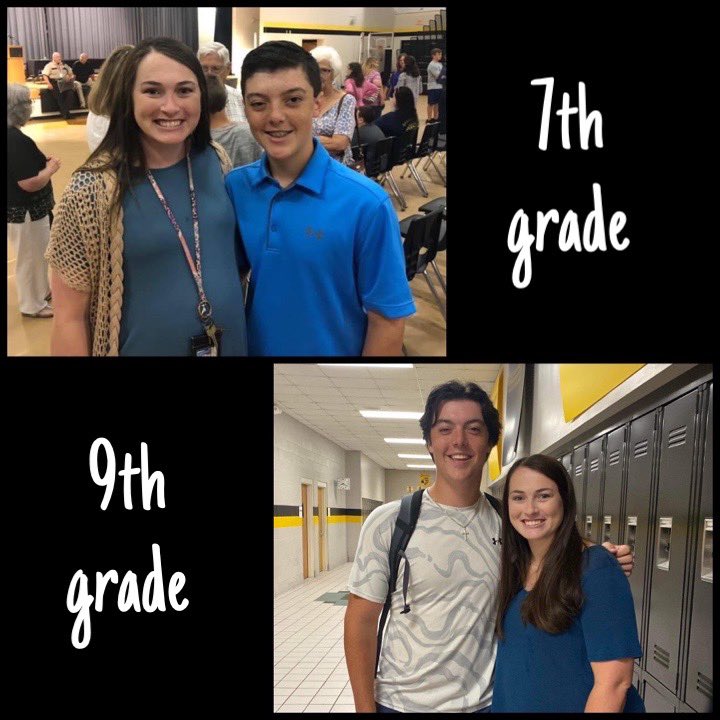 MamaJAWalters's tweet photo. Still one of our favorite math teachers! Quite a bit has changed😆💛🖤 #BrysonCade #bigdifference @BrysonCWalters @chriswalters10 @katelyn_earnest https://t.co/H8AUOjhXK2