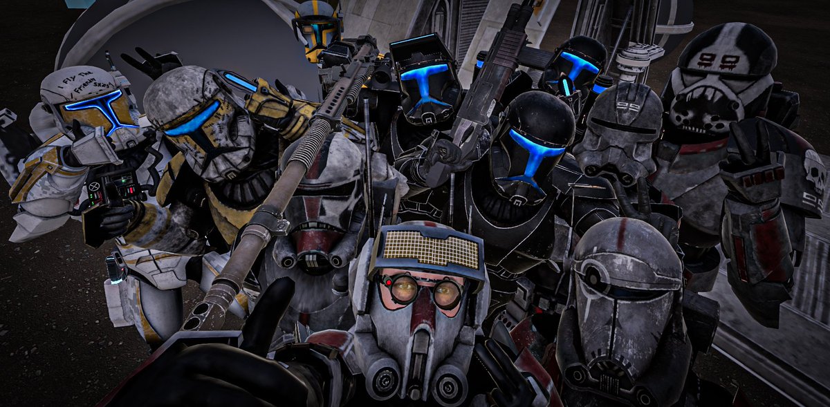 CTOVRC_'s tweet image. Our amazing hefty Diaper Babies as we like to call 'em! Our Republic Commandos (RCs) in all their weird glory 😤 

#StarWars #StarWarsRP #RepublicCommandos #RCs #VRChat #CTOVRC #VRC