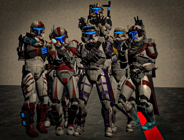 CTOVRC_'s tweet image. Our amazing hefty Diaper Babies as we like to call 'em! Our Republic Commandos (RCs) in all their weird glory 😤 

#StarWars #StarWarsRP #RepublicCommandos #RCs #VRChat #CTOVRC #VRC