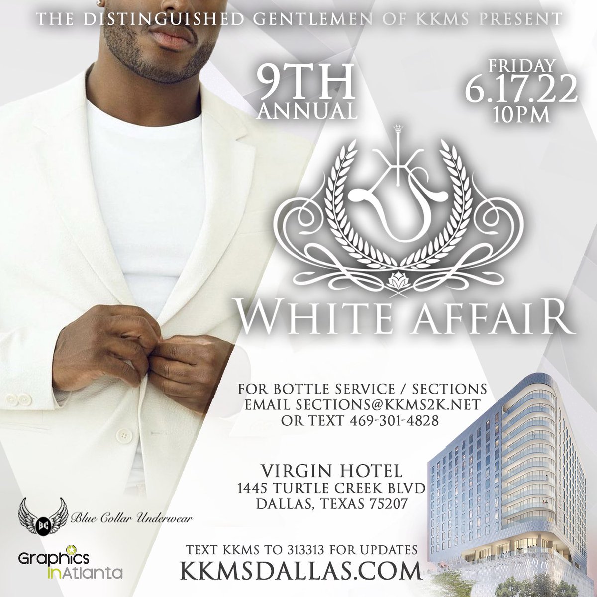 On Friday, June 17th •Virgin Hotel Dallas
Join The Distinguished Gentlemen of <a href="/kkms2k/">KKMS</a> at The 9th Annual All White Affair during The 2022 KKMS Juneteenth Experience.
Visit kkmsdallas.com for info. 

#KKMS #juneteenth2022 #allwhiteaffair #DALLASJUNETEENTH #dallastexas