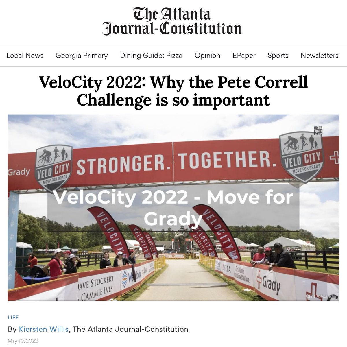 MoveForGrady's tweet image. Supporting Grady is as important now as ever - and this year, over 1600 participants joined together at VeloCity to help make our community healthier and stronger, together. Read about how our inaugural Correll Challenge and the winners helped make that happen at the link in bio.