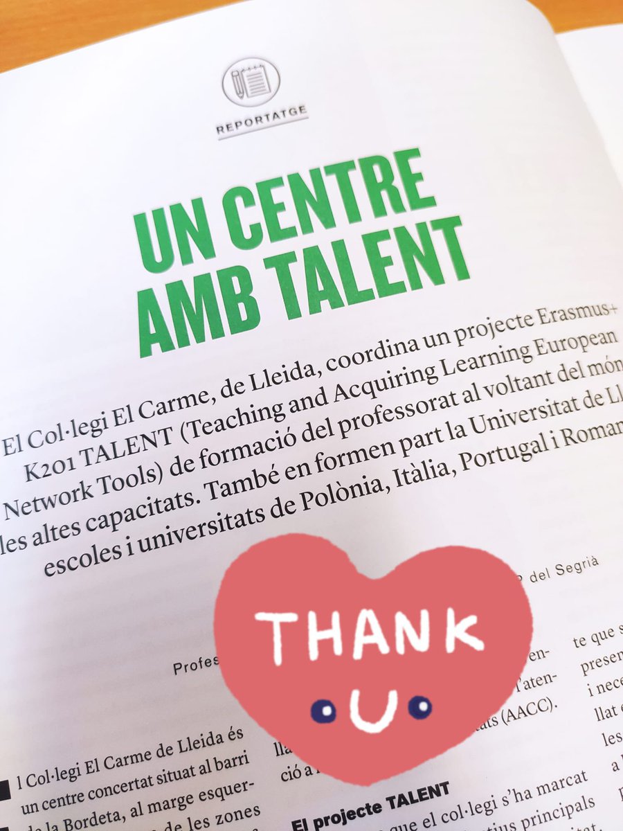 elcarmelleida's tweet photo. Som notícia! 🗞La revista educativa Perspectiva publica un reportatge del nostre #ProgramaTalent 👏🏻👏🏻 @sepiegob @RosaSensat #connectar #avançar https://t.co/ELBtOgsCwh