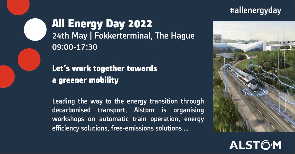 Come visit us at #allenergyday on May 24 to learn how we're leading the way to decarbonised transport. The #railway sector is becoming more #digital than ever. There are many opportunities for jobs with an impact on the #energy transition of #transport. ow.ly/FyJr50JfxHX