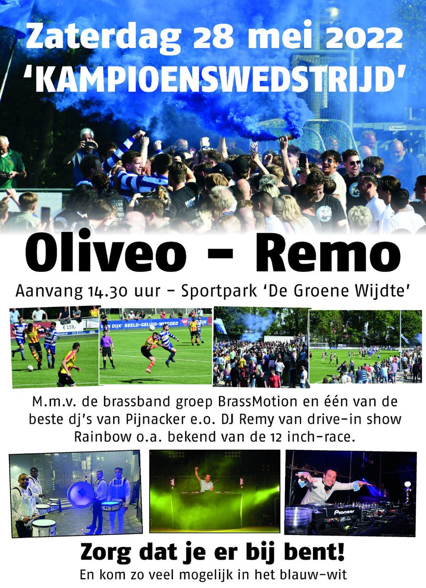 Kom aanstaande zaterdag het vlaggenschip naar het kampioenschap schreeuwen! Dresscode: 💙🤍