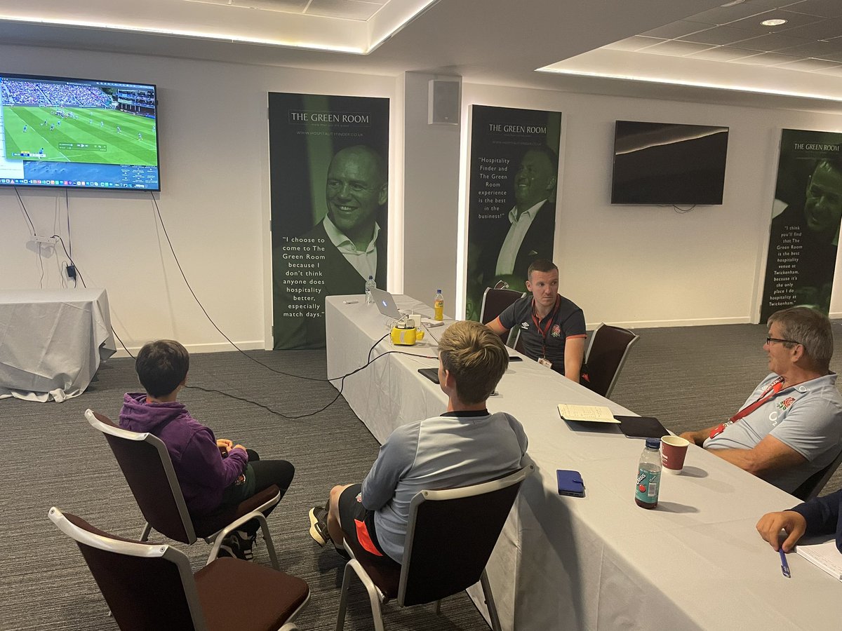 CHSJuniorSport's tweet photo. A big day for #ArthurTheRef so far at @EnglandRugby… now delving into match reviews with @ChrisRidley1993 &amp; @tomfole ! https://t.co/YpxcGJsRQ3