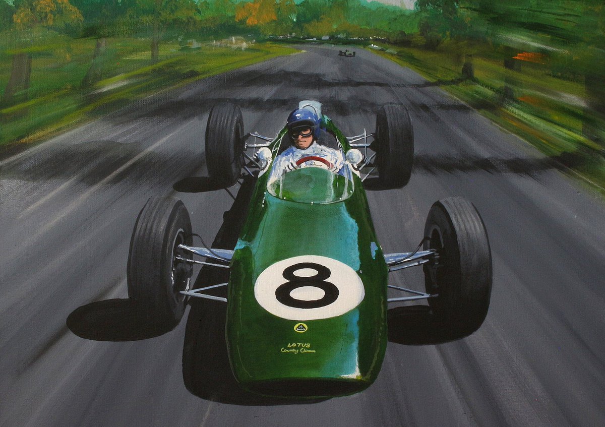AutoTradition's tweet photo. Jim Clark, Oulton Park Gold Cup of 1962. Acrylic on Canvas by Steve Jones. #Acrylic #JimClark #TheQuietChampion #Lotus #OultonPark #Legend #GoldCup #SuperfastScot https://t.co/l4Mp0MJYyb
