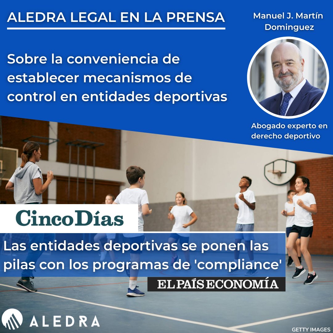 aledralegal's tweet photo. Nuestro socio Manuel J. Martín ha participado como abogado experto en derecho deportivo para el artículo de @CincoDiascom . Tratando la conveniencia de establecer mecanismos de control en entidades deportivas.

Enlace: https://t.co/AhIL8Kv29a

#compliance #derechodeportivo https://t.co/C8BbfYfoUA