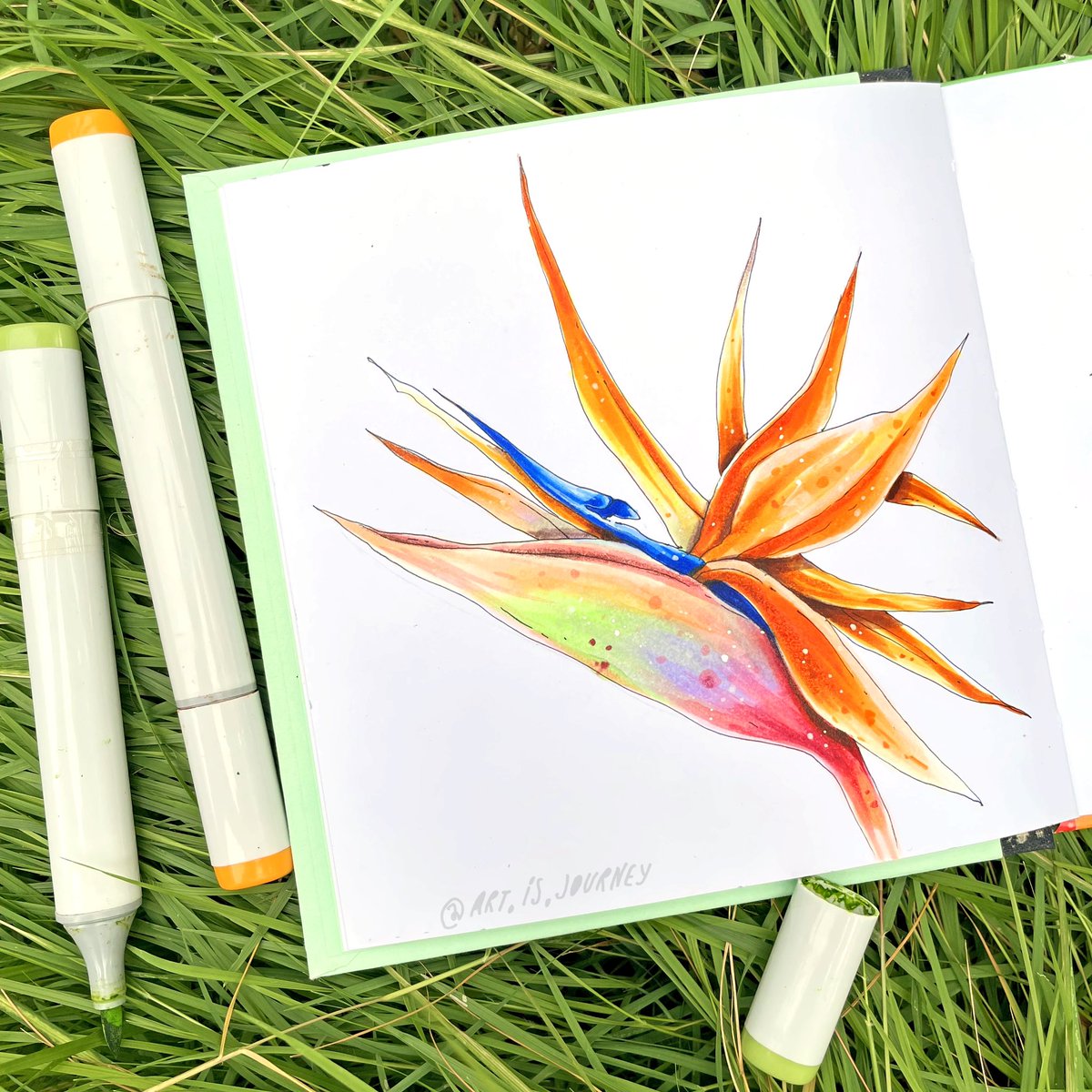 art_is_journey's tweet image. How is your Monday going? Hope it’s ok 👍🏻 Have you seen my last video yet? What do you think? Let’s draw together😉 #markertutorial #copic #howtodrawaflower