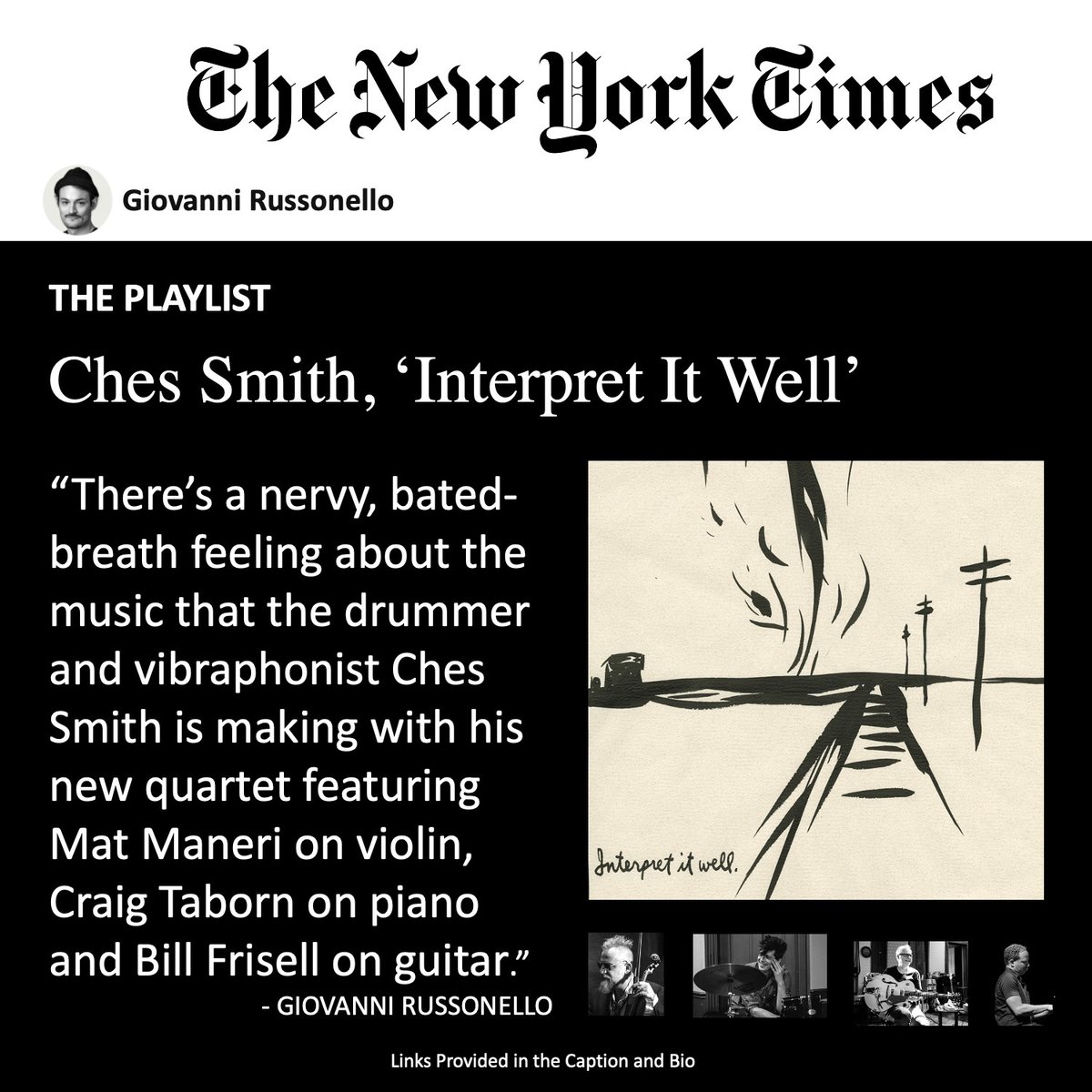 'There’s a nervy, bated-breath feeling about the music that the drummer and vibraphonist Ches Smith is making...' GIOVANNI RUSSONELLO @nytimesmusic nytimes.com/2022/05/13/art…