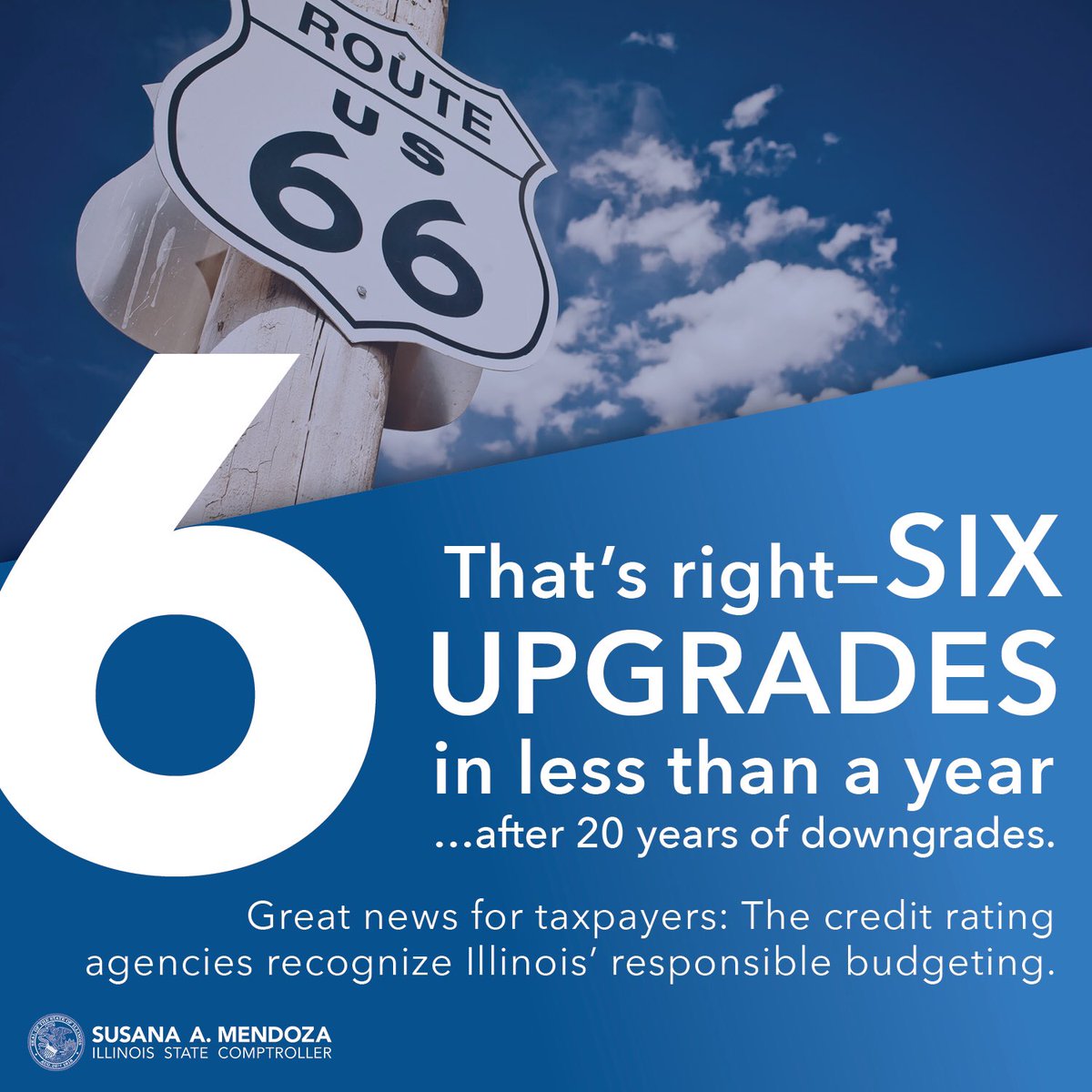 ILComptroller's tweet photo. In Illinois, we’re making a comeback. The U.S. Census Bureau reports the state is growing in population and the credit rating agencies say we’re growing in value. #twill https://t.co/bjNIFmywby