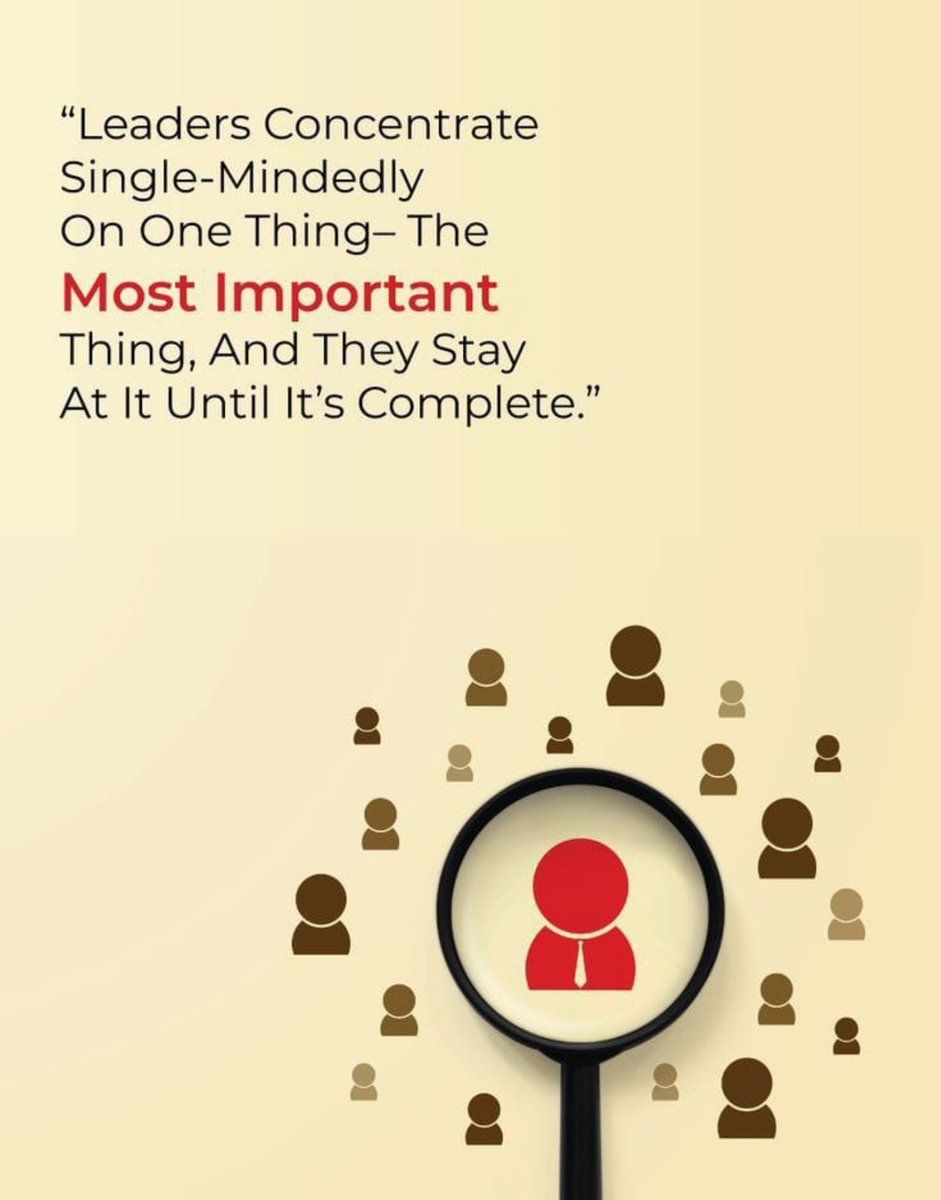 ScaleupSolution's tweet photo. Leaders concentrate single-mindedly on one thing- "THE MOST IMPORTANT THING" &amp; they stay at it until it's complete. 

#leadership #motivation #success #business #entrepreneur #inspiration #mindset #entrepreneurship #coaching #love #leader #goals #leadershipdevelopment https://t.co/FpVSXKAi5Y