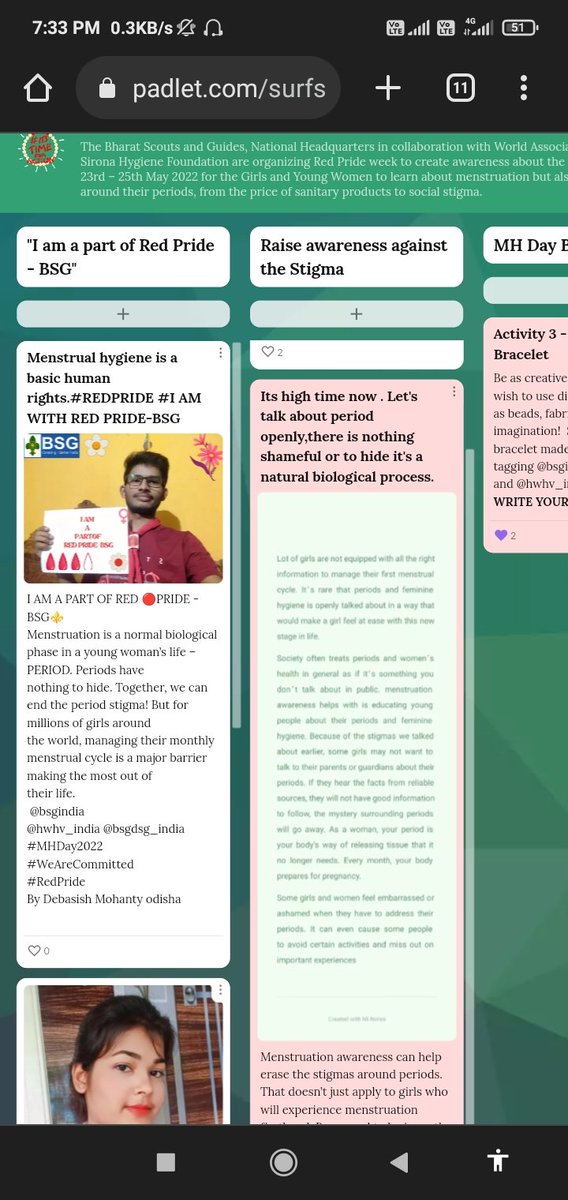 Debasish_29's tweet photo. I AM A PART OF RED 🔴PRIDE - BSG⚜️
Menstruation is a normal biological phase in a young woman’s life – PERIOD. Periods have
nothing to hide. Together, we can end the period stigma!
 @bsgindia 
@hwhv_india @bsgdsg_india
#MHDay2022 
#WeAreCommitted
#RedPride https://t.co/i05RX8Vyrm