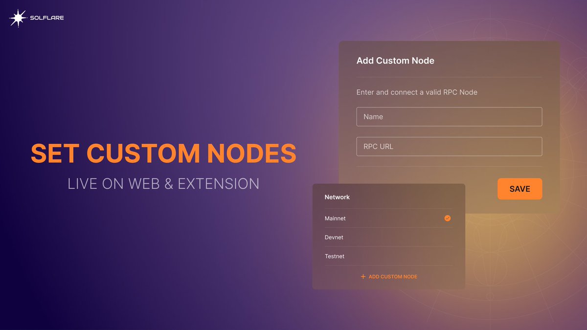 Many users asked, so we built it!

You can now set custom RPC nodes in Solflare Web and Extension 🙌

Current RPC is congested, switch to another RPC provider in a few simple steps! 👇