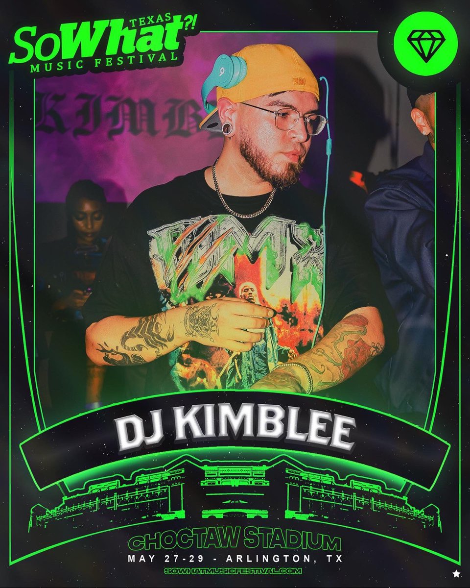 DJKIMBLEE's tweet photo. HELLO HOMIES‼️

IT IS @sowhatmusicfest WEEK 😤

WHO ARE U MOST EXCITED TO SEE?? 

this is going to be the biggest multi-genre festival DFW has ever seen and i’m so excited to see yalls faces in the crowd <3 https://t.co/bTkDSkXDJk