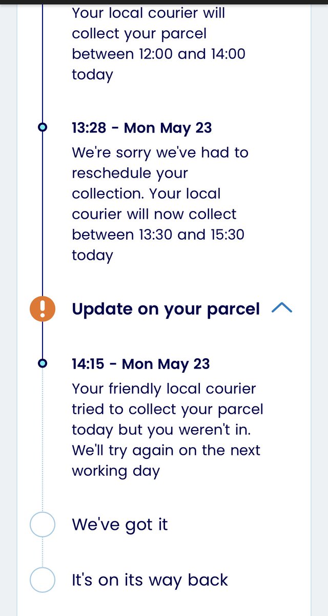 Nazbitbybit's tweet image. I’ve been sat waiting for my Evri driver to collect a return but then get this notification 
#hermes #evri No-one has attempted delivery!