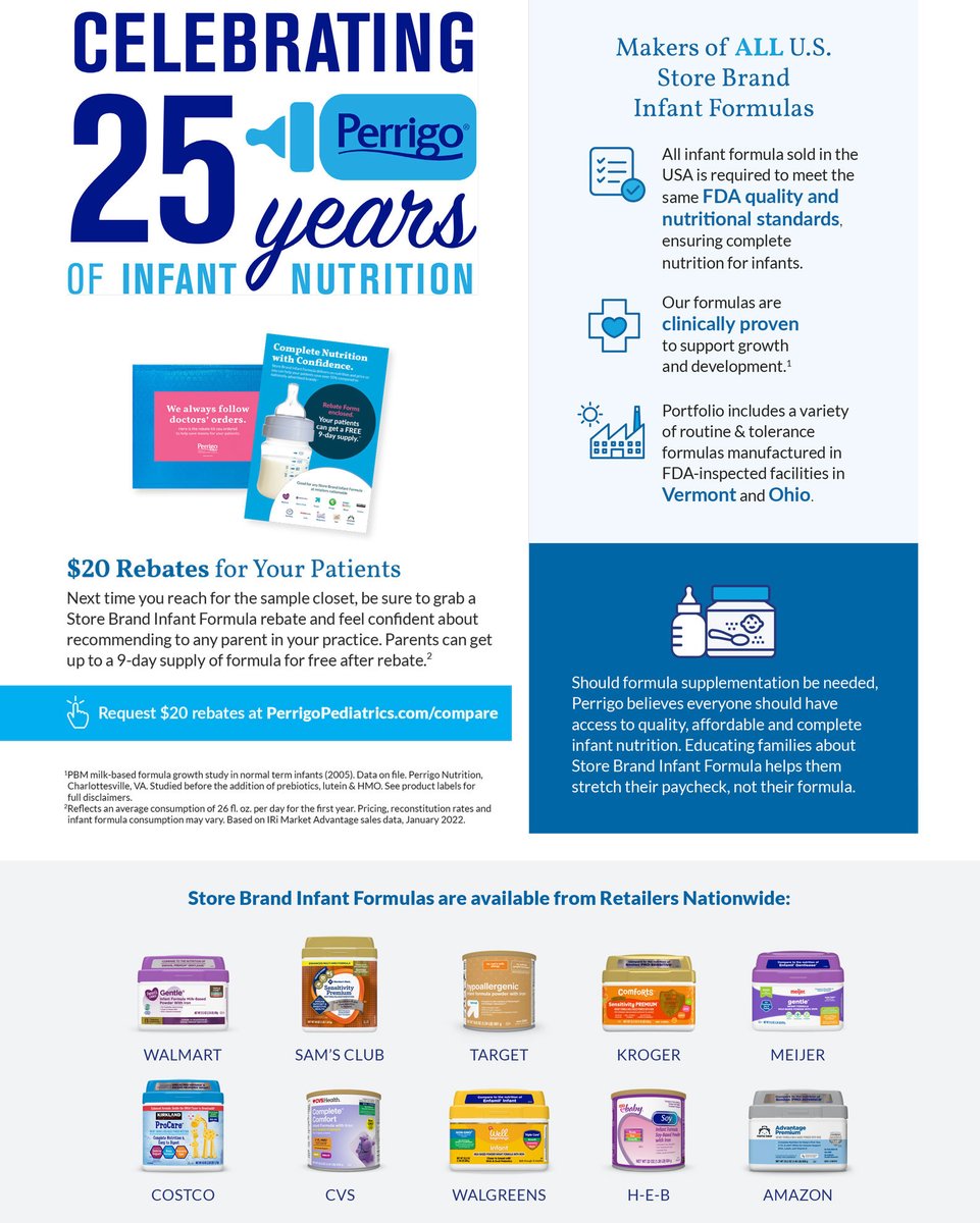 If you're struggling to find baby formula, this guide may be useful. Store Brand Formulas provide complete nutrition and are clinically-studied to support growth and development.