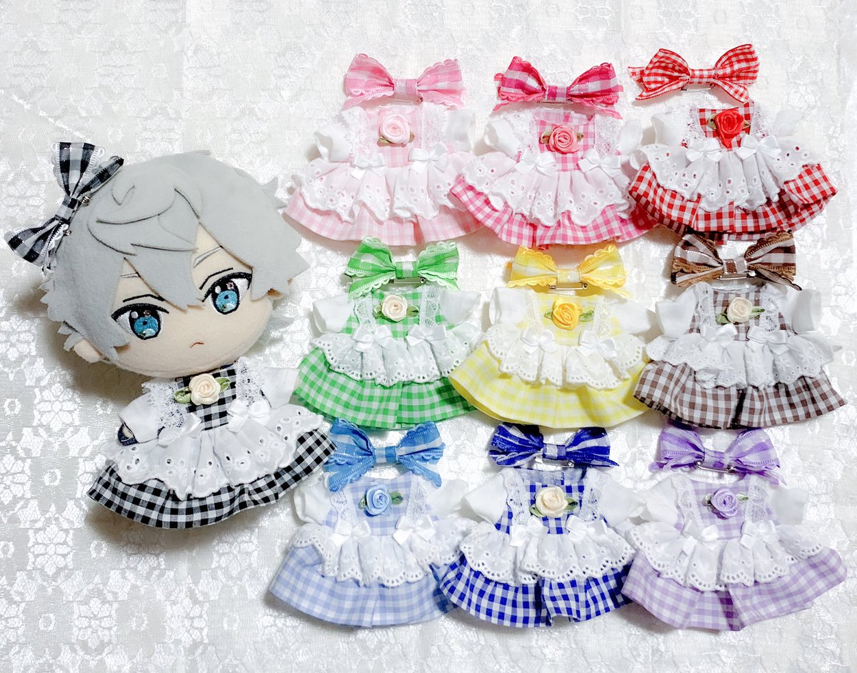 _pppnop's tweet photo. 🕊告知🕊

5/24  0:00~  BOOTHにて

あんスタ16cmのぬい服チェックワンピース全色に新色のブラウン、ベビーピンク、ブルーの3色を追加し再頒布致します🤍

 #ぬい服  #あんスタ手芸部 https://t.co/hRKWj83OTa