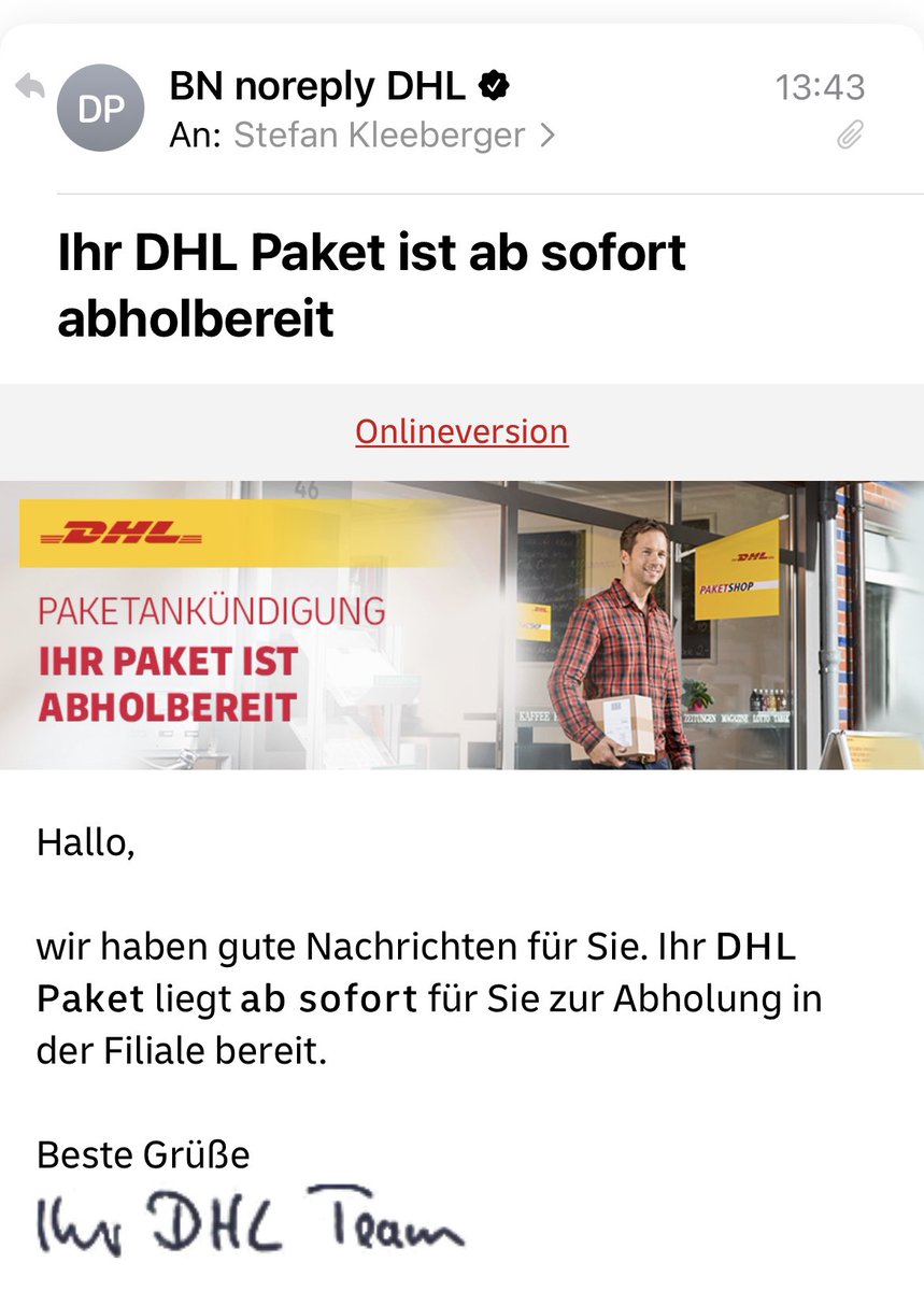 torantv's tweet photo. Nein @DHLPaket, es ist nicht abholbereit. Es ist eigentlich nie abholbereit. Ich hab mich ja an die falschen Zeiten auf den Benachrigtigungskarten gewöhnt. Aber warum schickt ihr mir nun auch Emails mit falschen Infos? Ist Eure künstliche Intelligenz in Wahrheit vielleicht dumm? https://t.co/1g5AVPTJKD