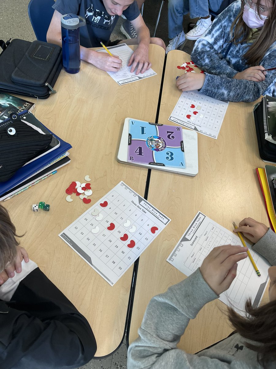 mrs_ebeling's tweet photo. Playing a new game in math - “three dice take” https://t.co/YLrAnDqRlD