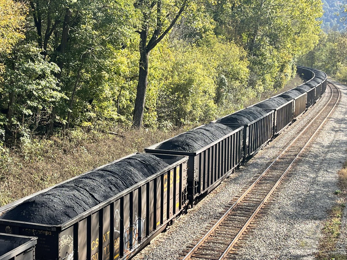 Appalachianawed's tweet image. We keep the lights on. These cars represent hours of service to the country by dedicated American men who sacrifice their lives to power a nation. Look at the destroyed ecosystem around them 🙄