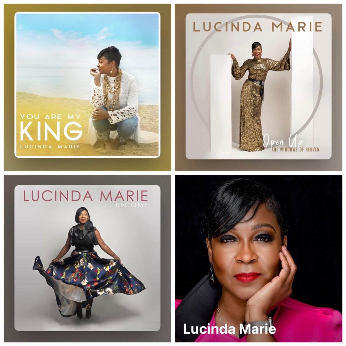 MusicLucinda's tweet photo. Great music from recording artist Lucinda Taylor aka Lucinda Marie!!! Currently “You are my king”. The internet number one single “Open the windows of Heaven”. Her song of motivation “I Become” all streaming on Streaming outlets. #CSEPromo https://t.co/oOae82WEq3