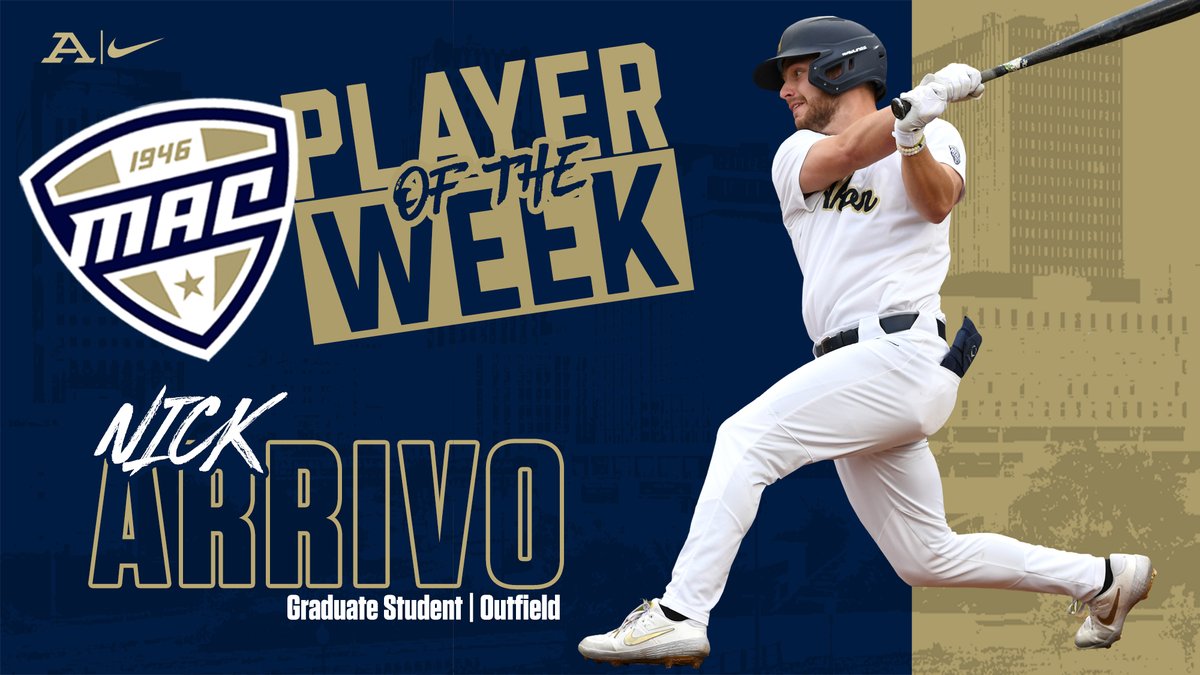 Akron Zips Baseball (@zipsbb) on Twitter photo Akron <a href="/ZipsBB/">Akron Zips Baseball</a> Nick Arrivo (<a href="/nickarrivo99/">Nick Arrivo</a>) 👏 Named MAC Player of the Week 🏆 #GoZips🦘
💪.615 BA, 1.231 SLG%, 8-for-13, 5 1B, Walk-off HR, Game-ending Grand Slam, 10 RBI, 16 TB, 3 RS 🔥
Full Release 👉 bit.ly/3Gd5ReV Akron <a href="/ZipsBB/">Akron Zips Baseball</a> Nick Arrivo (<a href="/nickarrivo99/">Nick Arrivo</a>) 👏 Named MAC Player of the Week 🏆 #GoZips🦘
💪.615 BA, 1.231 SLG%, 8-for-13, 5 1B, Walk-off HR, Game-ending Grand Slam, 10 RBI, 16 TB, 3 RS 🔥
Full Release 👉 bit.ly/3Gd5ReV