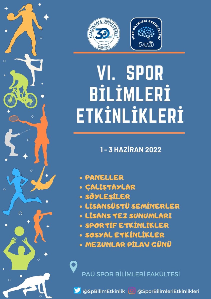 VI. Spor Bilimleri Etkinliklerine sadece bir hafta kaldı! Etkinlik programımızı çok yakında sizlerle paylaşacağız.

<a href="/pauedutr/">Pamukkale Üniversitesi</a> <a href="/ynsarsln/">YUNUS ARSLAN</a> <a href="/GokceErturann/">Gökçe Erturan</a> <a href="/utkuAlemdaroglu/">utku Alemdaroğlu</a> <a href="/ugursonmezoglu/">Prof. Dr. Uğur Sönmezoğlu</a> <a href="/snysbf/">sinan yıldırım</a> <a href="/hecinargur/">Halil Emre Çınargür</a> <a href="/pauspormerkezi/">PAÜ SPOR MERKEZİ</a> <a href="/PJSS_Online/">PJSS_Online</a>